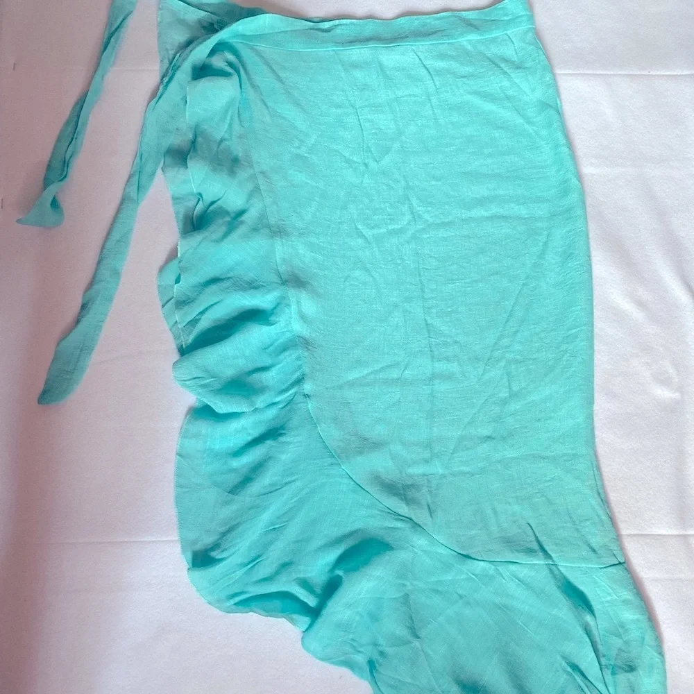 Swimsuit Cover Up Teal/Green Wrap Skirt Size OS NWOT